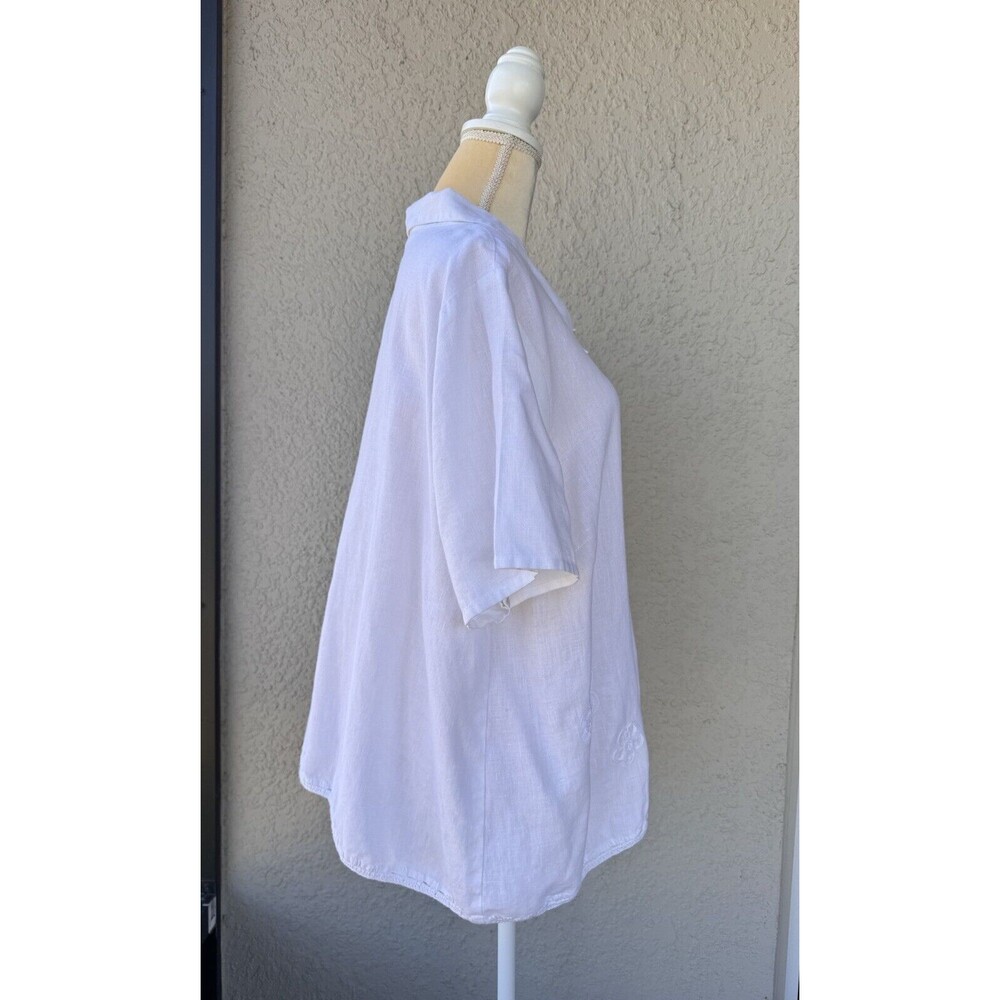 Vtg John Paul Richard Linen Shirt 3X Embroidered Short Sleeve Button Boxy Top - Picture 3 of 12